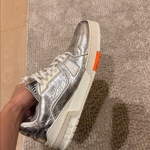 Louis Vuitton Silver and White Sneakers